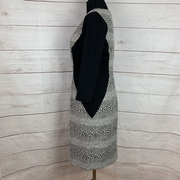 Muse dress Formal colorblock animal print 8 medium M zip black bodycon Career - Picture 5 of 16
